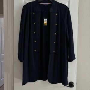Tommy Hilfiger Navy Coat with Brass Buttons NWT